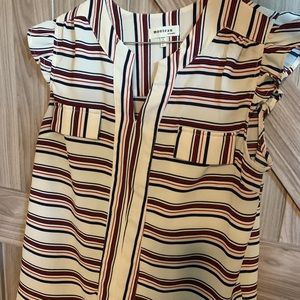 Striped top with ruffle sleeves